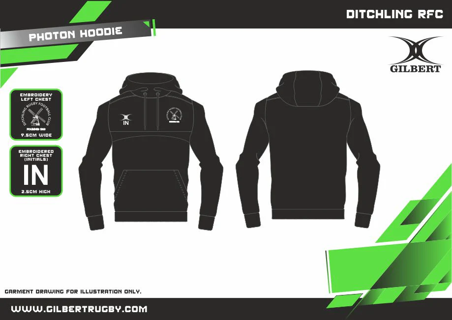Ditchling RFC Child's Black Photon Hoodie - Image 2