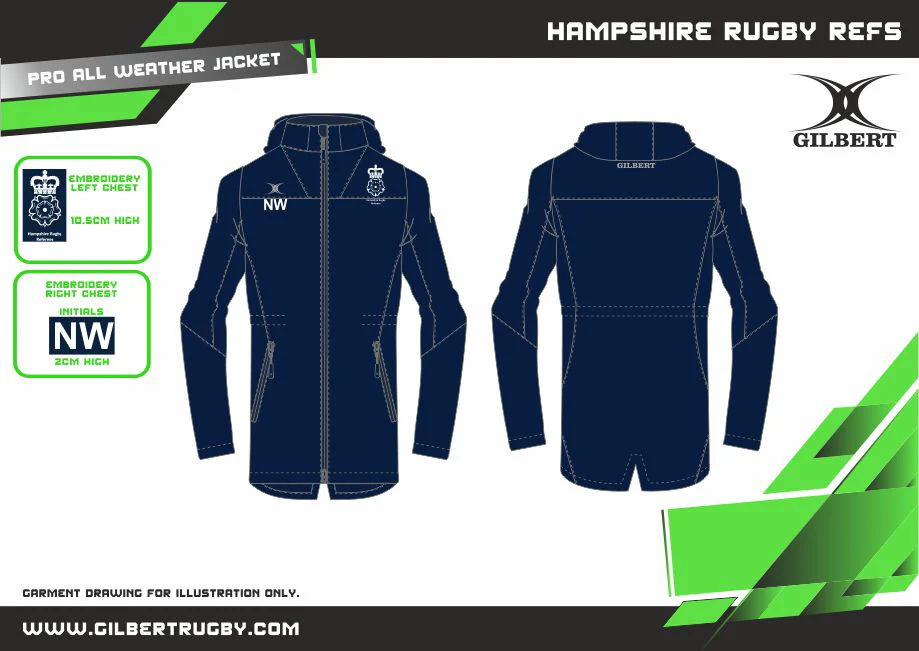 Hampshire Referees Adult's Dark Navy Pro All Weather Jacket - Image 2