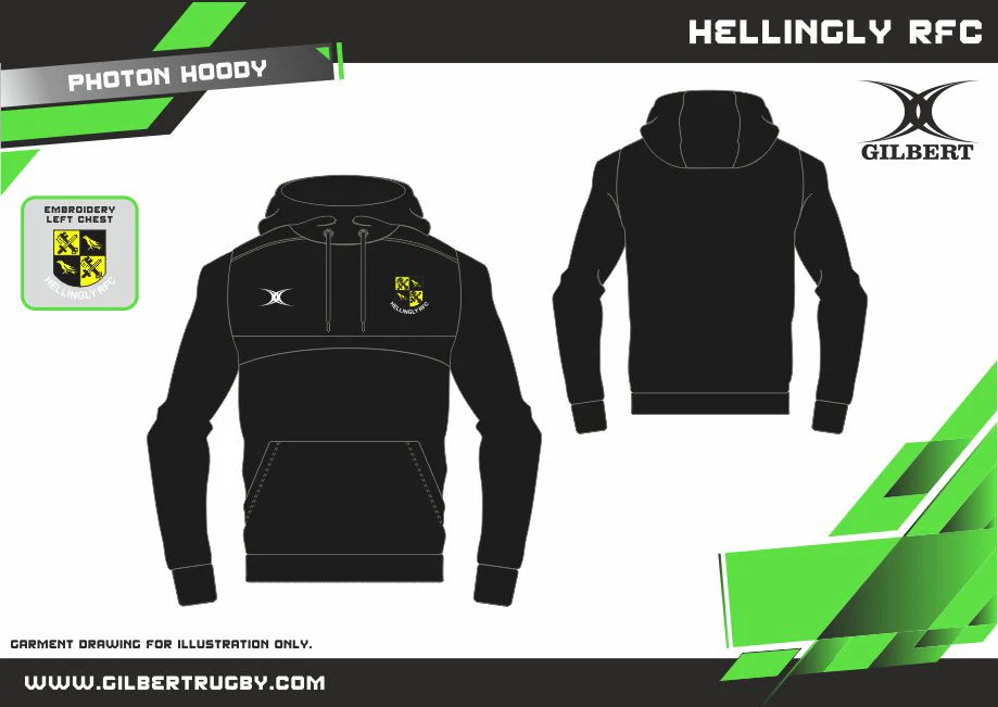Hellingly RFC Adult's Black Photon Mens Hoodie - Image 2