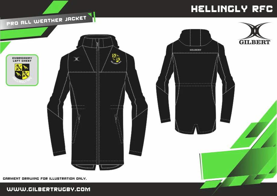 Hellingly RFC Adult's Black Pro All Weather Jacket - Image 2