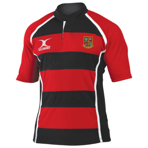 New Tredegar RFC Junior's Red / Black Xact II Hooped Shirt
