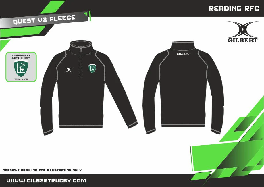 Reading RFC Adult's Black Quest 1/4 Zip Fleece - Image 2