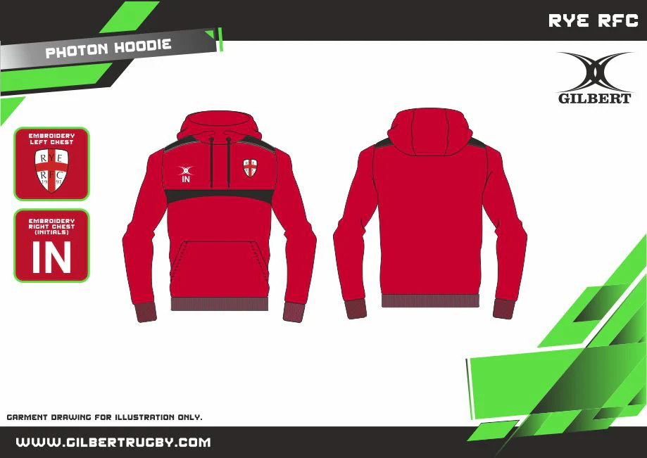 Rye Rugby Club Adult's Red / Black Photon Hoodie - Image 2