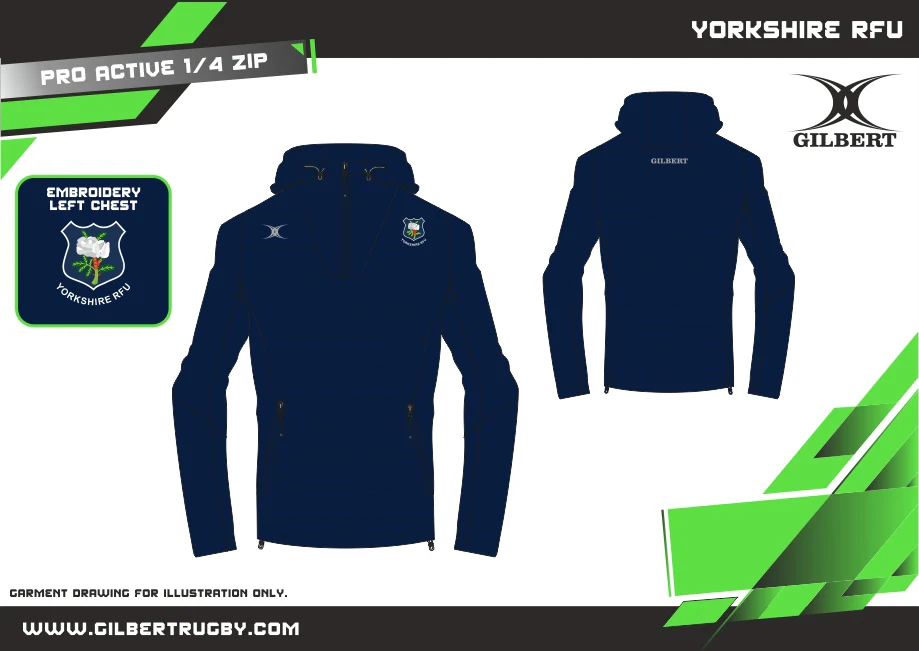 Yorkshire RFU Supporters Adult's Dark Navy Pro Active Quarter Zip - Mens - Image 2