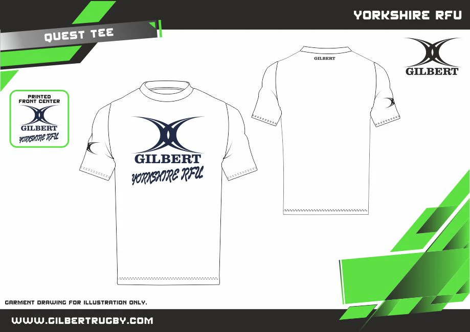 Yorkshire RFU Supporters Adult's White Quest Tee Graphic - Image 2